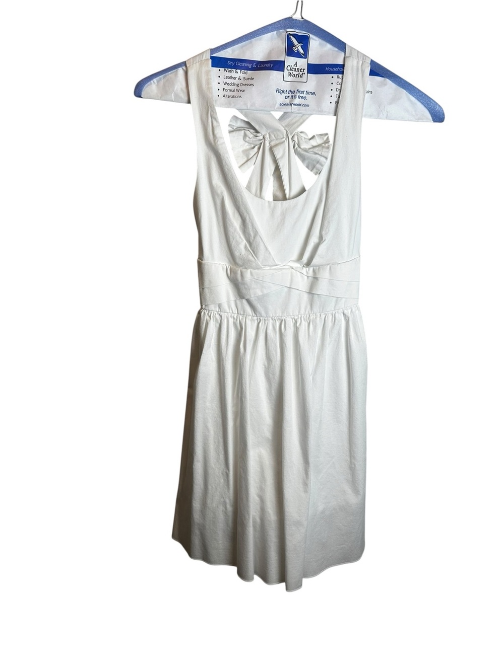 VTG Y2K Ruby Rox White Dress Size XS/0 Back Bow Crinoline Coquette Fit Flare